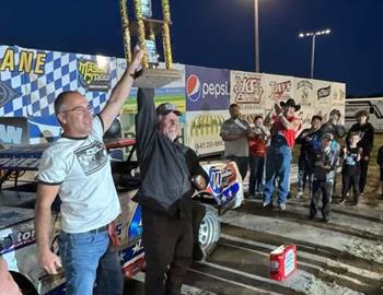 Kevin Opheim won the USRA Stock Car victory at Mason City Motor Speedway on May 25