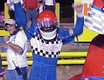 An enthused Danny Wood in victory lane