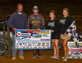 Josh Rice topped the Fall 40 at Mudlick Valley Raceway on Saturday night for the $10,000 victory. (Tyler Carr image)