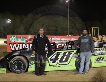 Jason Taylor raced to the 604 Crate Late Model win on Saturday night at Baton Rouge (La.) Raceway.