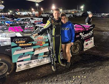 Bryson Mitchell pulls off two wins in one night at PineRidge Speedway on May 18. (Pictured here after his 604 win.) 