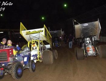 On the frontstretch at intermission