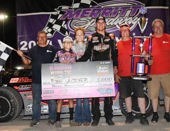 Ryan Unzicker wins at Merritt Speedway on August 2 with the Allstar Performance Challenge Series during the Dan Salay Memorial