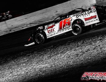 Nick aboard a Shannon Babb team car at Tri-City Speedway on July 15 with the Lucas Oil Late Model Dirt Series.