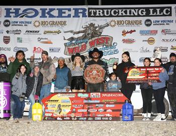 Jake Gallardo ended a long hiatus in Hoker Trucking Victory Lane at the Rio Grande Waste Services Wild West Shootout presented by OReilly Auto Parts on Sunday, Jan. 5