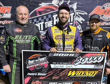 Dalton Cook claims an $8,000 payday during the Hunt the Front Super Dirt Series, House of Hook Showdown at Whynot Motorsports Park on March 28.