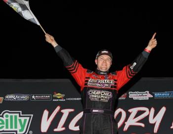 Bobby Pierce wins the Slocum 50 prelim feature at 34 Raceway on April 18.