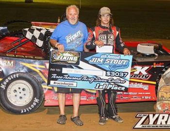 Tyler Bare wins the Jim Stout Memorial at Elkins Raceway on August 24