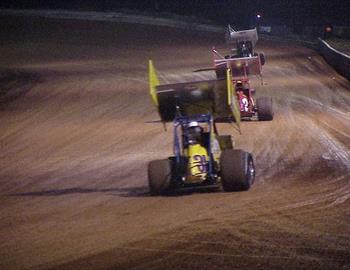 Down the frontretch at SWA Super Speedway