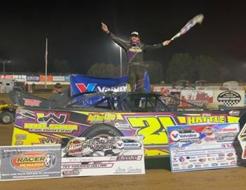 Seth Daniels raced to his first-career Valvoline American Late Model Iron-Man Series Fueled by VP Racing Fuels victory on Saturday, Sept. 21 at Atomic Speedway (Alma, Ohio).