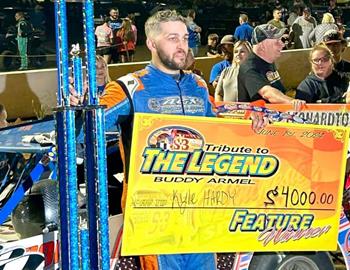 Kyle Hardy snared the $4,000 triumph in the Buddy Armel Tribute on Saturday, June 1 at Winchester (Va.) Speedway.