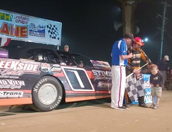 Andrew Yoder piloted the Larry Baer No. 0 Super Late Model to the $4,000 win at Bedford (Pa.) Speedway on Friday night, May 24 in the Turk Burket Tribute.