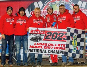 With a second-place finish in the 43rd annual Dirt Track World Championship on Sunday, Oct. 22 Hudson ONeal claimed the 2023 Lucas Oil Late Model Dirt Series (LOLMDS) Championship in his Rocket1 Racing No. 1 Super Late Model. (Heath Lawson image)