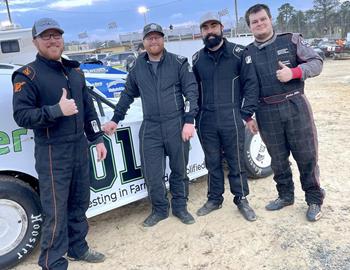(Left to Right): Jonathan Joiner, Joseph Joiner, Jesse Enterkin, and Jordan Miller at Northwest Florida Speedway during the Clash on the Coast on Feb. 27.