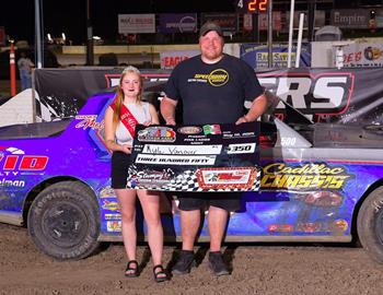 Kyle Vanover won the IMCA Stock Car division at Eagle Raceway on May 10.