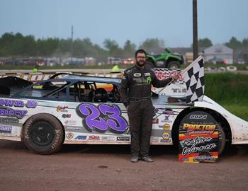 Kyle Peterlin wins at Proctor Speedway on June 1.