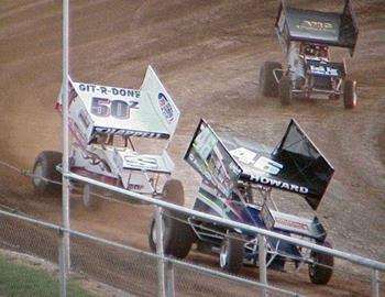 Jan Howard, Zach Chappell and Tony Bruce, Jr. charge off turn four