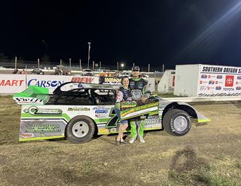 After winning Night 1 of the Sport Mod Smackdown weekend, Preston Luckman completes a clean sweep of the night (and the weekend) after winning the Heat Race and Feature Event on Night 2 at Southern Oregon Speedway.
