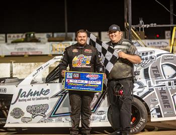 Tom Berry Jr. wins at Clay County Fair Speedway (Spencer, IA) on May 22, 2024. (Jim Steffens photo)