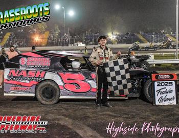 Dennis Kimbrough won the Modified portion of Saturdays Grassroots Nationals at Riverside International Speedway.