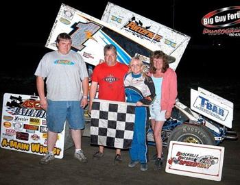 Jessica Zemken and crew enjoy victory lane