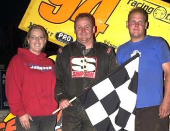 Wayne Johnson and company in victory lane at Susquehanna Speedway Park