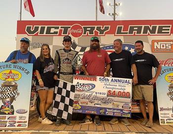 Wil Herrington picked up the $4,050 victory in the Alabama State Championship at East Alabama Motor Speedway (Phenix City, Ala.) on Sunday evening.