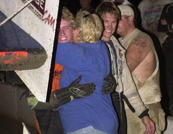 Jack Dover greeted in victory lane