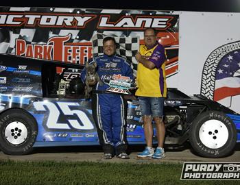 Cody Thompson wins at Park Jefferson Speedway (North Sioux City, SD) on June 15, 2025 (Purdy Photography photo)