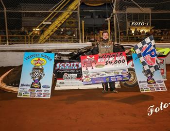 Matt Dooley in Victory Lane at Columbus (Miss.) Speedway with the XR Southern All Star (SAS) Dirt Racing Series on June 11, 2022.