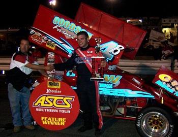 Bryn Gohn wins the first asphalt race in ASCS history 