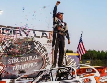 Cole Searing wins the WISSOTA Challenge Series feature at Granite City Motor Park on May 11.