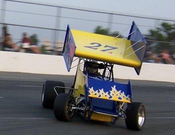 David Adkins doing it dirt-track style on the asphalt