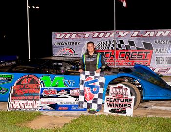 Britan Godsey swept Saturday night’s Indiana Late Model Series (ILMDS) event at Rock Crest Raceway (Mount Vernon, Ind.) in his Rocket Chassis.