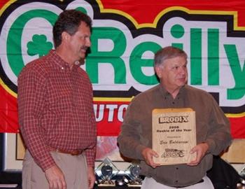 Harry Baldaccini accepts the Rookie of the Year Award for son Eric