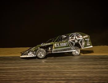 Cody Thompson races with the Hunting for Heroes Salute to Veterans tour at Clay County Fair Speedway (Spencer, IA) on July 24, 2024.