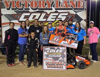 Zander LaRose wins at Coles County Speedway (Mattoon, IL) on August 10, 2024.