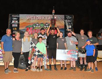 Victory Lane with the Steel Block Bandits at Smoky Mountain Speedway on April 23, 2022. (Michael Moats image)