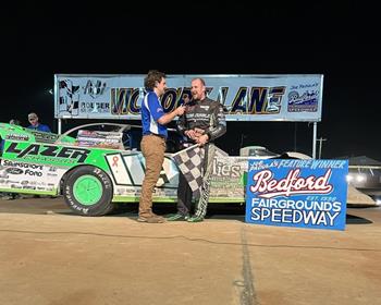 Bryan Bernheisel, for his feature win at Bedford Fairgrounds Speedway on April 18.