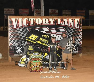 Lane Seratt parks in Doe Run Raceway's Victory Lane