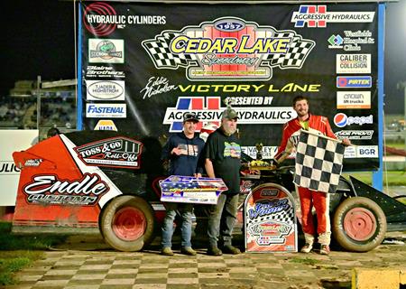 Calvin Iverson wins Mahder 55 Memorial at Cedar Lake Speedway