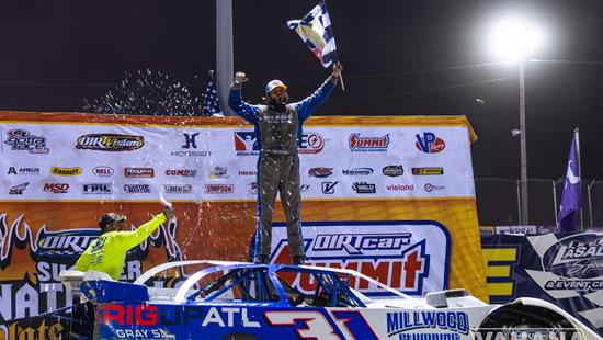 Millwood Muscles to First Career DIRTcar Summer Nationals Win at LaSalle Speedway