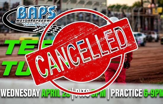 Wed. April 26 Test & Tune Cancelled