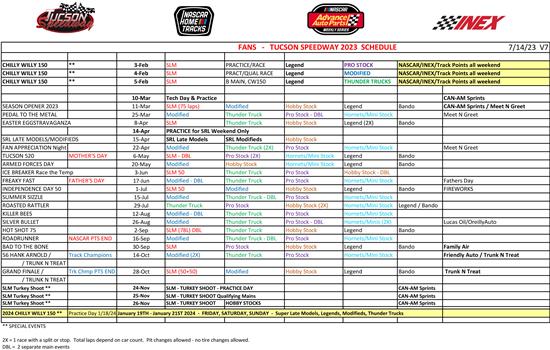 2023 Fan and Race Team Schedules re