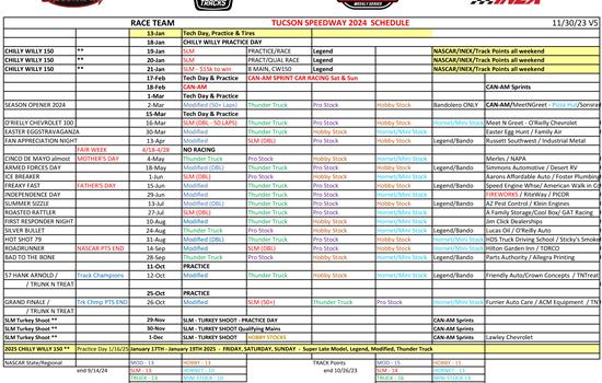2024 Race Team Schedule