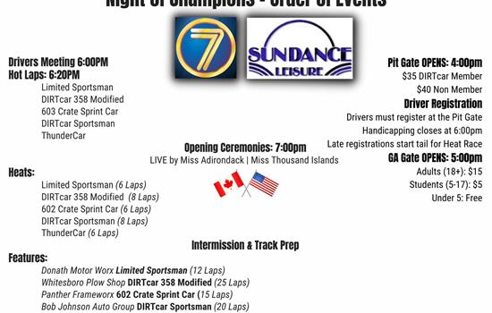 NIGHT OF CHAMPIONS WILL CROWN TRACK