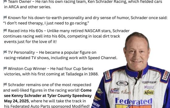 Ken Schrader will be racing at the