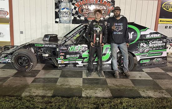 Checkered flag in night one of Madtown Showdown at Madison Speedway
