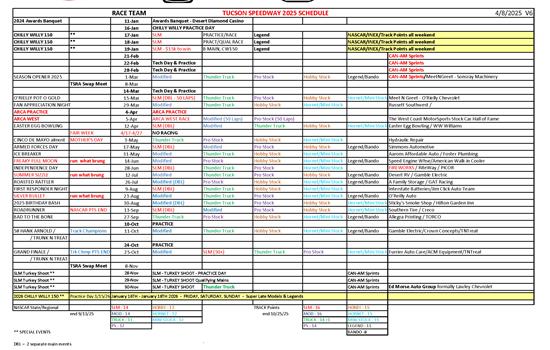 Revised 2025 Schedule