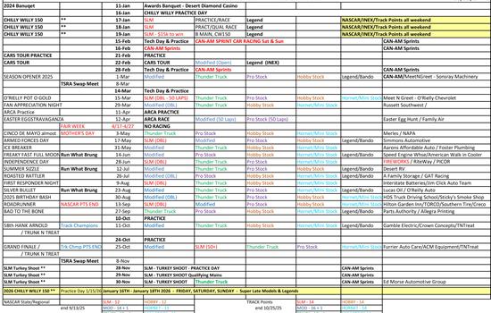 2025 Race Team Schedule Announced!